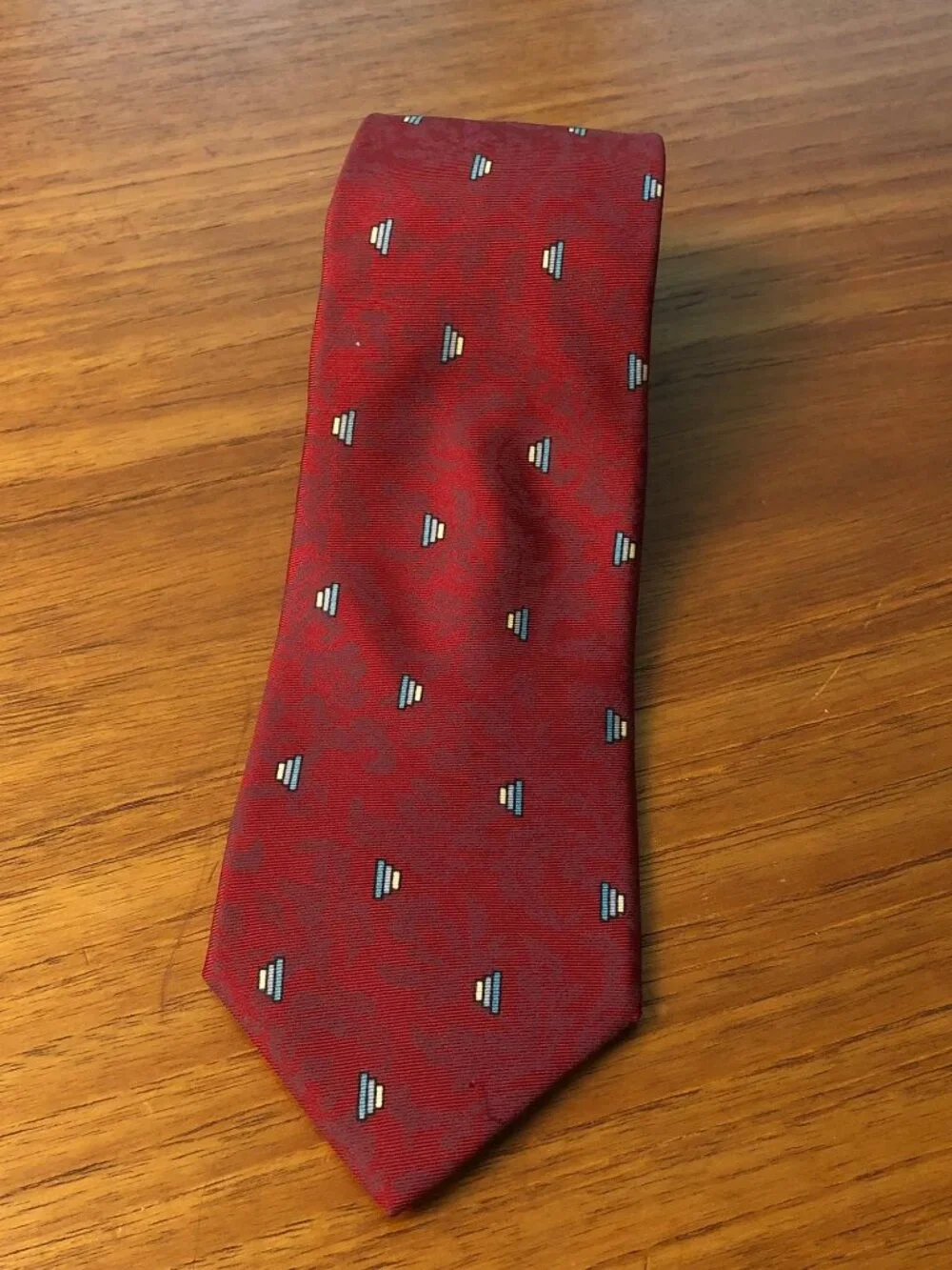 Givenchy Monsieur Silk Tie Red Geometric Pattern Made in Italy